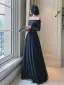 Bling Bling Black Dancing Prom Dresses 2021 A-Line / Princess Off-The-Shoulder Short Sleeve Sequins Tulle Floor-Length / Long Ruffle Backless Formal Dresses