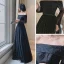 Bling Bling Black Dancing Prom Dresses 2021 A-Line / Princess Off-The-Shoulder Short Sleeve Sequins Tulle Floor-Length / Long Ruffle Backless Formal Dresses