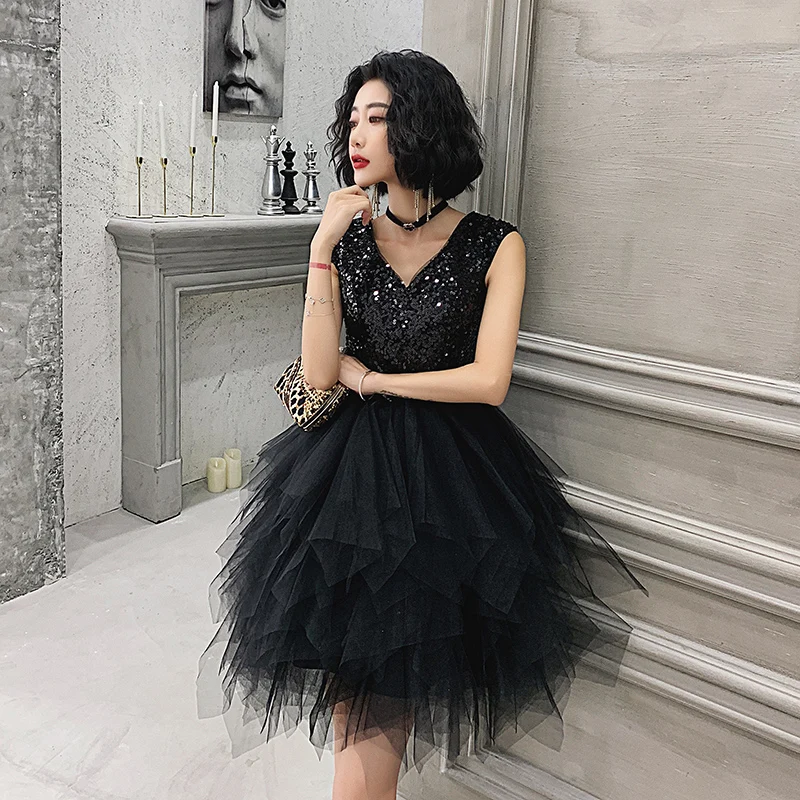 white christmas dresses One Shoulder Tight Black Sequins Homecoming Dresses Cocktail Dresses # –  SELINADRESS main image 1