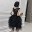 Fashion Black Party Dresses 2021 Ball Gown V-Neck Sleeveless Sequins Short Cascading Ruffles Backless Formal Dresses
