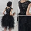 Fashion Black Party Dresses 2021 Ball Gown V-Neck Sleeveless Sequins Short Cascading Ruffles Backless Formal Dresses