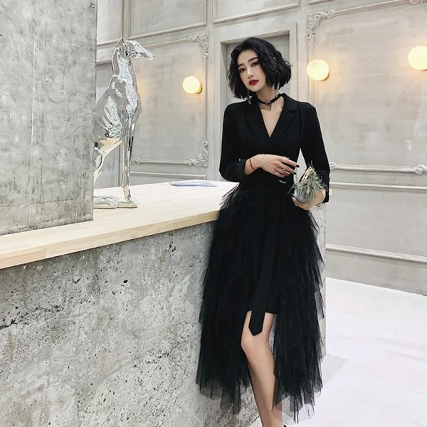 Chic Beautiful Black Homecoming Graduation Dresses 2021 A-Line Princess V-Neck 3/4