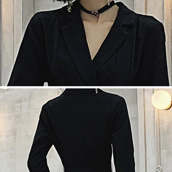 Chic / Beautiful Black Homecoming Graduation Dresses 2021 A-Line / Princess V-Neck 3/4 Sleeve Tea-length Cascading Ruffles Formal Dresses