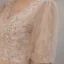 Vintage / Retro Champagne See-through Dancing Prom Dresses 2021 A-Line / Princess High Neck 1/2 Sleeves Appliques Lace Beading Floor-Length / Long Ruffle Backless