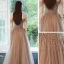 Haut de Gamme Marron Dansant Robe De Bal 2021 Princesse De l'épaule Manches Courtes Perlage Paillettes Longue Volants Dos Nu Robe De Ceremonie