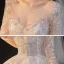 Sparkly Ivory See-through Bridal Wedding Dresses 2021 Ball Gown Scoop Neck Long Sleeve Backless Beading Sequins Cathedral Train Ruffle
