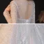 Sparkly Ivory See-through Bridal Wedding Dresses 2021 Ball Gown Scoop Neck Long Sleeve Backless Beading Sequins Cathedral Train Ruffle