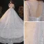 Sparkly Ivory See-through Bridal Wedding Dresses 2021 Ball Gown Scoop Neck Long Sleeve Backless Beading Sequins Cathedral Train Ruffle