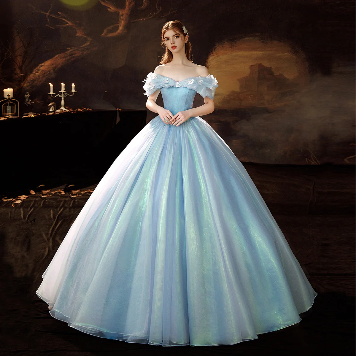 princess polly baby blue dress Navy Blue Mermaid Prom Dresses Crew Neck Long Sleeve Lace Appliques African Girl Black Girl Evening Formal Gowns US10 main image 0
