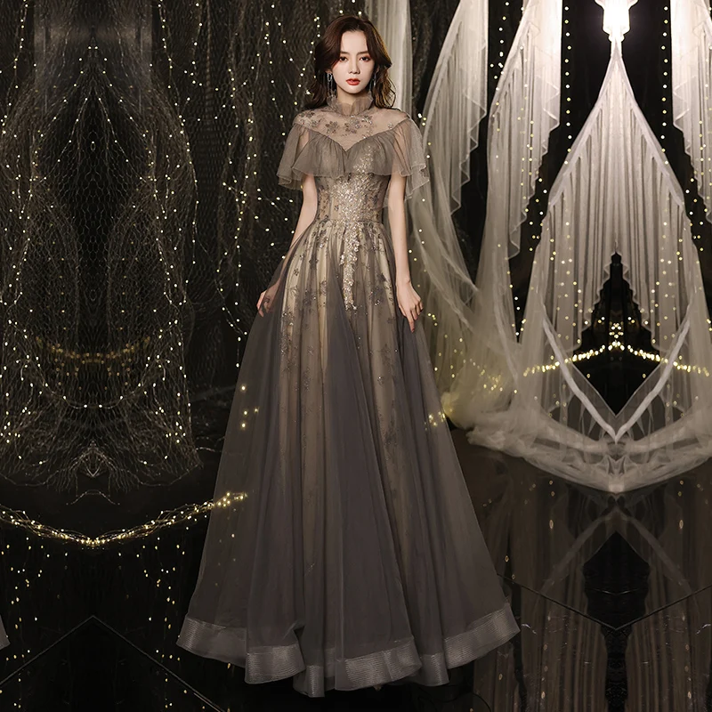 slim fit dress slacks Elegant Black Gold Glitter Layered Ruffle Dress – EDITE MODE main image 1
