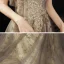 Vintage / Retro Black Gold Dancing See-through Prom Dresses 2021 A-Line / Princess High Neck Short Sleeve Appliques Sequins Glitter Tulle Floor-Length / Long Ruffle Backless Formal Dresses