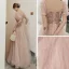 Victorian Style Blushing Pink Dancing Prom Dresses 2021 A-Line / Princess Square Neckline Puffy Short Sleeve Beading Sequins Floor-Length / Long Ruffle Backless Formal Dresses