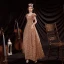 Sparkly Gold Dancing Prom Dresses 2021 A-Line / Princess Scoop Neck Puffy Short Sleeve Sequins Floor-Length / Long Ruffle Backless Formal Dresses