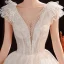 Affordable White Outdoor / Garden Wedding Dresses 2021 Ball Gown See-through Deep V-Neck Sleeveless Backless Glitter Tulle Floor-Length / Long Ruffle