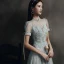 High-end Grey Dancing See-through Prom Dresses 2021 A-Line / Princess High Neck Puffy Short Sleeve Beading Sequins Floor-Length / Long Ruffle Backless Formal Dresses