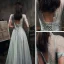 High-end Grey Dancing See-through Prom Dresses 2021 A-Line / Princess High Neck Puffy Short Sleeve Beading Sequins Floor-Length / Long Ruffle Backless Formal Dresses