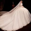 Vintage / Retro Ivory See-through Bridal Wedding Dresses 2021 Ball Gown High Neck Long Sleeve Backless Appliques Lace Beading Pearl Cathedral Train Ruffle