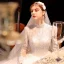 Vintage / Retro Ivory See-through Bridal Wedding Dresses 2021 Ball Gown High Neck Long Sleeve Backless Appliques Lace Beading Pearl Cathedral Train Ruffle
