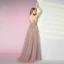 Illusion Perle Rose Transparentes Dansant Robe De Bal 2021 Princesse Bretelles Spaghetti Sans Manches Perlage Faux Diamant Fendue devant Longue Volants Dos Nu Robe De Ceremonie