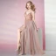 Illusion Perle Rose Transparentes Dansant Robe De Bal 2021 Princesse Bretelles Spaghetti Sans Manches Perlage Faux Diamant Fendue devant Longue Volants Dos Nu Robe De Ceremonie