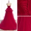 Elegant Burgundy Corset Prom Dresses 2021 Ball Gown Spaghetti Straps Sleeveless Court Train Ruffle Backless Formal Dresses