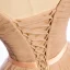 Chic / Beautiful Champagne Winter Evening Dresses  2021 A-Line / Princess V-Neck Long Sleeve Sash Floor-Length / Long Cascading Ruffles Backless Formal Dresses