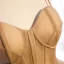 Chic / Beautiful Champagne Corset Prom Dresses 2021 Ball Gown Spaghetti Straps Sleeveless Court Train Ruffle Backless Formal Dresses