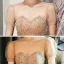 Vintage / Retro Gold See-through Dancing Prom Dresses 2021 A-Line / Princess High Neck Short Sleeve Beading Rhinestone Floor-Length / Long Ruffle Backless Formal Dresses