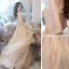 Sparkly Champagne Dancing Prom Dresses 2021 A-Line / Princess Spaghetti Straps Short Sleeve Beading Glitter Tulle Floor-Length / Long Ruffle Backless Formal Dresses