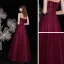 Best Burgundy Engagement Prom Dresses 2021 A-Line / Princess Spaghetti Straps Sleeveless Beading Sequins Glitter Tulle Floor-Length / Long Ruffle Backless Formal Dresses