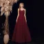 Bling Bling Burgundy Dancing Prom Dresses 2021 A-Line / Princess Spaghetti Straps Sleeveless Beading Floor-Length / Long Ruffle Backless Formal Dresses