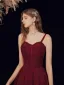 Bling Bling Burgundy Dancing Prom Dresses 2021 A-Line / Princess Spaghetti Straps Sleeveless Beading Floor-Length / Long Ruffle Backless Formal Dresses