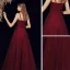 Bling Bling Burgundy Dancing Prom Dresses 2021 A-Line / Princess Spaghetti Straps Sleeveless Beading Floor-Length / Long Ruffle Backless Formal Dresses