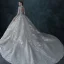 Illusion Champagne Transparentes La Mariée Robe De Mariée 2021 Robe Boule Col Haut 3/4 Manches Dos Nu Fait main Perlage Paillettes Cathedral Train Volants
