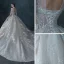 Illusion Champagne Transparentes La Mariée Robe De Mariée 2021 Robe Boule Col Haut 3/4 Manches Dos Nu Fait main Perlage Paillettes Cathedral Train Volants