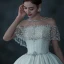Luxury / Gorgeous Champagne See-through Bridal Wedding Dresses 2021 Ball Gown Scoop Neck Short Sleeve Backless Beading Sequins Glitter Tulle Cathedral Train Ruffle