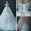 Luxury / Gorgeous Champagne See-through Bridal Wedding Dresses 2021 Ball Gown Scoop Neck Short Sleeve Backless Beading Sequins Glitter Tulle Cathedral Train Ruffle