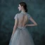 Illusion Sky Blue See-through Dancing Prom Dresses 2021 Ball Gown High Neck Short Sleeve Beading Floor-Length / Long Ruffle Backless Formal Dresses