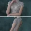 Illusion Sky Blue See-through Dancing Prom Dresses 2021 Ball Gown High Neck Short Sleeve Beading Floor-Length / Long Ruffle Backless Formal Dresses