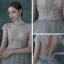 Illusion Sky Blue See-through Dancing Prom Dresses 2021 Ball Gown High Neck Short Sleeve Beading Floor-Length / Long Ruffle Backless Formal Dresses