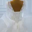Luxury / Gorgeous White Puffy Bridal Wedding Dresses 2021 Ball Gown See-through Scoop Neck Long Sleeve Backless Appliques Lace Beading Chapel Train Ruffle