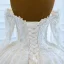 Luxury / Gorgeous White Bridal Wedding Dresses 2021 Ball Gown Off-The-Shoulder Long Sleeve Backless Appliques Lace Handmade  Beading Pearl Chapel Train Ruffle