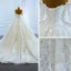 Luxury / Gorgeous White Bridal Wedding Dresses 2021 Ball Gown Off-The-Shoulder Long Sleeve Backless Appliques Lace Handmade  Beading Pearl Chapel Train Ruffle