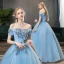 Chic / Beautiful Burgundy Dancing Prom Dresses 2021 Ball Gown Off-The-Shoulder Short Sleeve Appliques Lace Rhinestone Beading Floor-Length / Long Ruffle Backless Formal Dresses