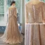Bling Bling Champagne Transparentes Robe De Bal 2021 Princesse Encolure Carrée Sans Manches Perlage Glitter Appliques Train De Balayage Volants Dos Nu Robe De Ceremonie