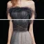 Elegant Black Grey Prom Dresses 2021 A-Line / Princess Off-The-Shoulder Short Sleeve Beading Glitter Checked Tulle Sweep Train Ruffle Backless Formal Dresses