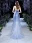 Sparkly Himmelen Blå Rødt teppe Selskapskjoler 2021 Trompet / Havfrue Kjæreste Uten Ermer Paljetter Beading Glitter Tyll Watteau Train Buste Ryggløse Formelle Kjoler