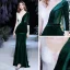 Sexy Vert Foncé Hiver Transparentes Velour Robe De Soirée 2021 Trompette / Sirène Col v profond 1/2 Manches Perlage Gland Train De Balayage Volants Dos Nu Robe De Ceremonie