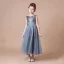 Sparkly Grey Sequins Birthday Flower Girl Dresses 2021 A-Line / Princess Scoop Neck Sleeveless Backless Sash Ankle Length Ruffle
