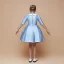 Minimalist Sky Blue Satin Birthday Flower Girl Dresses 2021 Ball Gown Scoop Neck 1/2 Sleeves Short Ruffle